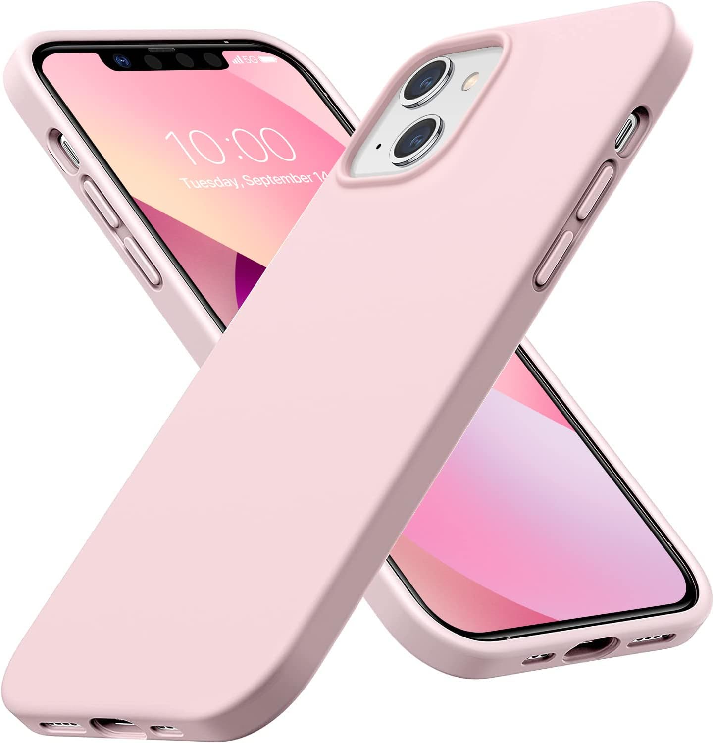 Miracase Designed for iPhone 13 Mini Case [6X Military Protection Tested] Soft Silicone Case with Anti-Scratch Microfiber Lining,Shockproof Protective Slim Thin Case, Sand Pink