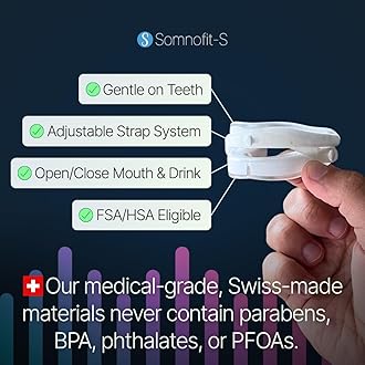 Somnofit-S Luxury Anti Snore Mouthguard, Anti Snore Mouthpiece, 510(k) FDA Cleared, Made in Switzerland, Adjustable Snoring Stop Device, Reduce Snoring for Men and Women