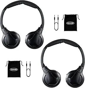 SAHARIE 2 Pack of IR Headphones for Car DVD Kids,2 Channel On-Ear Infrared Headphones,Wireless Car DVD Headphones for Rear Entertainment System
