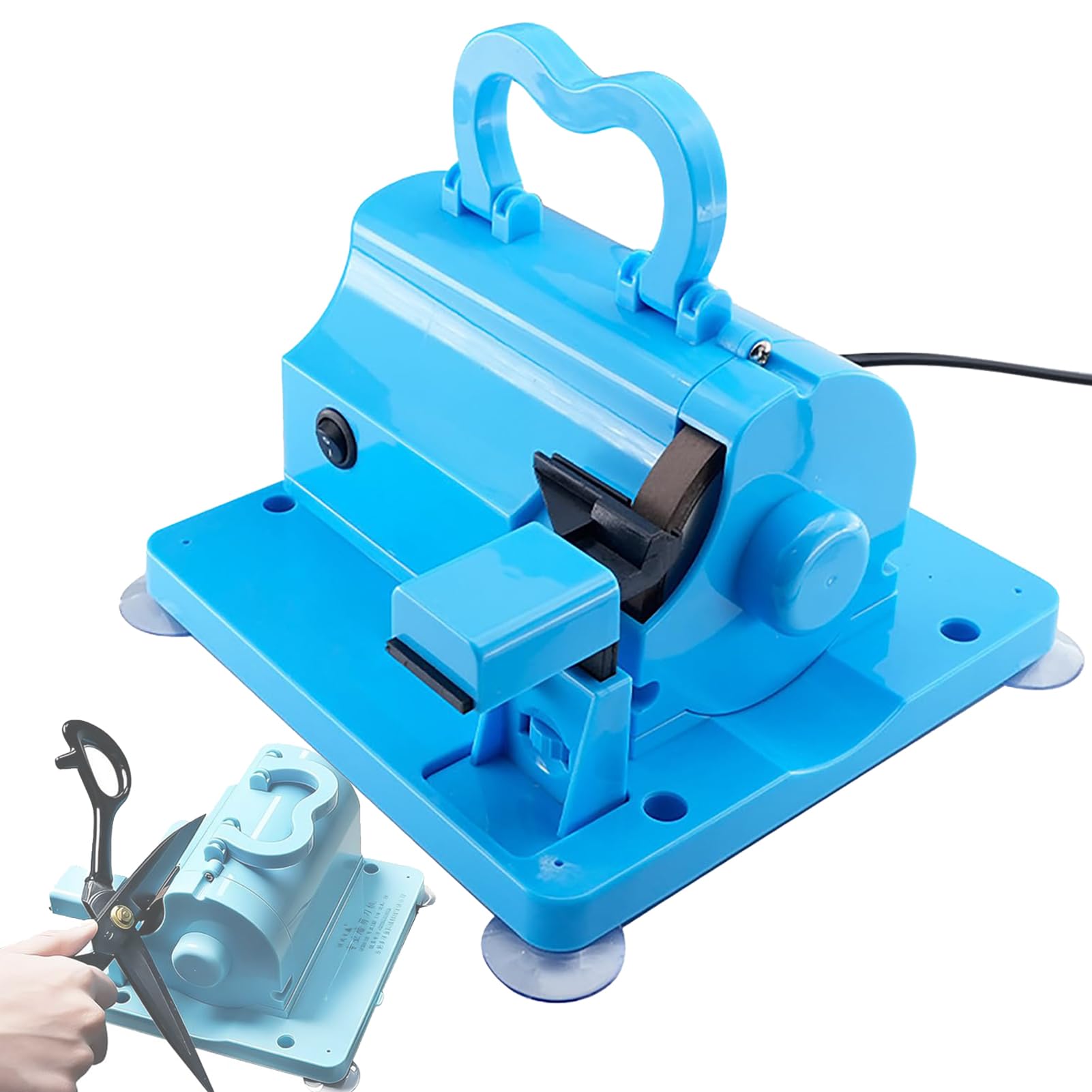 Affilatrice Elettrica per Forbici, Strumento per Affilare Coltelli da 4500 Giri/Min con Mola Diamantata in Resina da 8 MM, Macchina Affilatrice Multifunzione per Uso Industriale, Tessile e Domes Blue