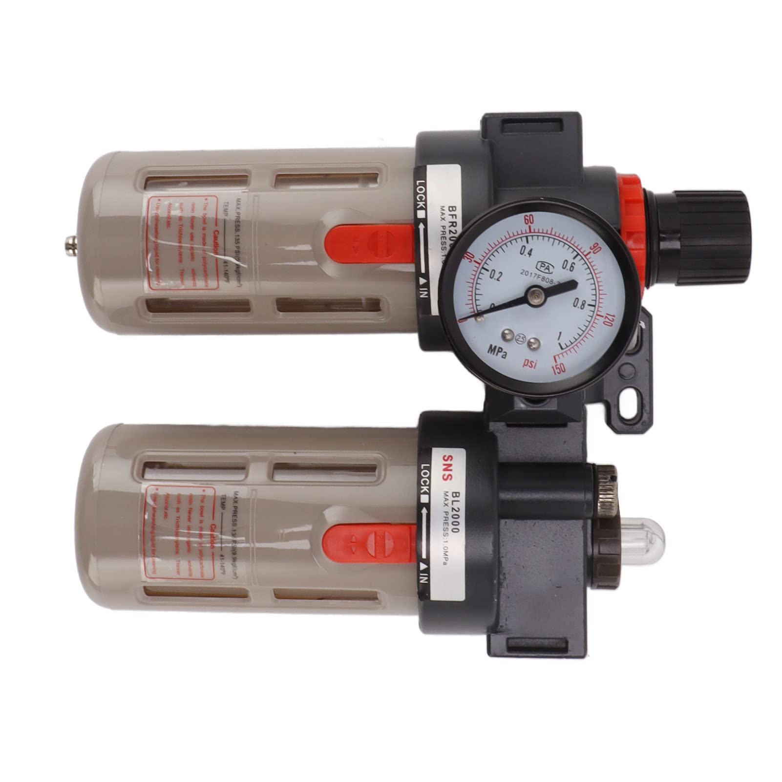 Regolatore del filtro dell'aria compressa Separatore del separatore dell'olio dell'acqua con filtrazione forte in lega di alluminio premium G1/4 per officina
