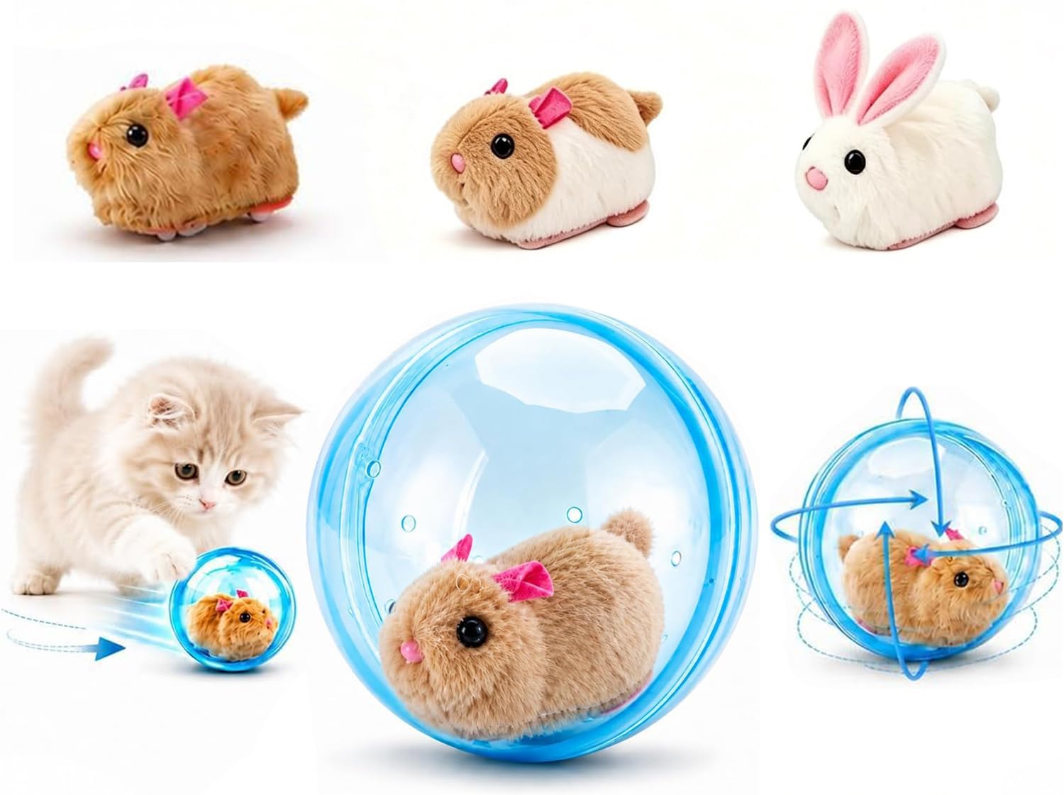Kdely 2026 New Self-Rolling Interactive Cat Ball, Realistic Animal Automatic Moving Cat Balls, 360° Rolling Spin Moving Cat Ball, Fun Indoor Interactive Pet Ball for Cats Dogs Chasing，Blue：Mouse-A