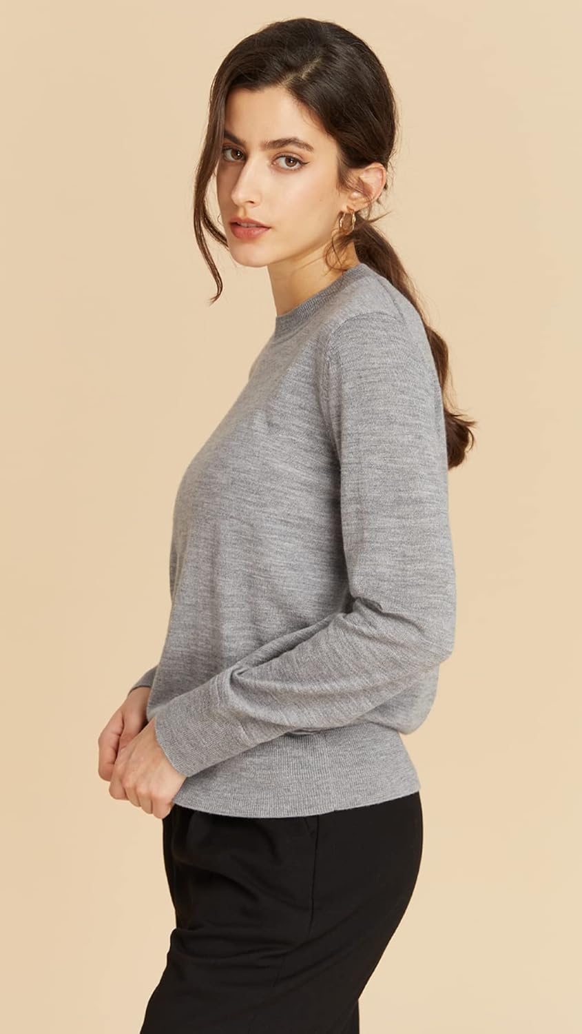 EURKEA Women's 100% Merino Wool Crewneck Sweater, Long Sleeve Pullover, Tops for Women, Gifts Ready - Image 4