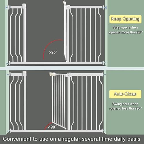Miniatura 6 de Puerta de bebé de 23.3-28 pulgadas de ancho para la casa interior, puerta extra alta para perros de 37.4 pulgadas para puertas y escaleras, puerta