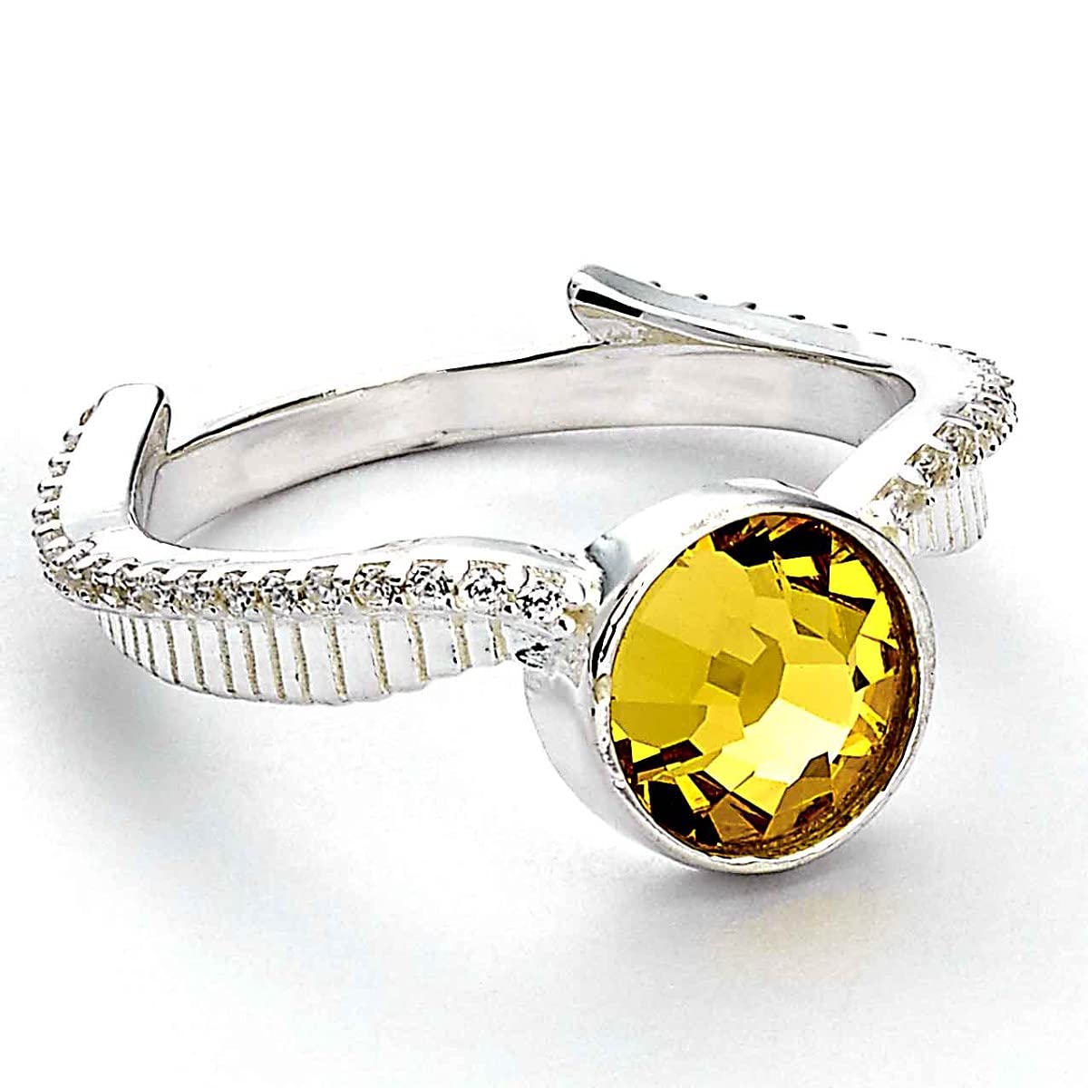 Harry PotterOfficial Sterling Silver Golden Snitch Crystal Ring M by The Carat Shop