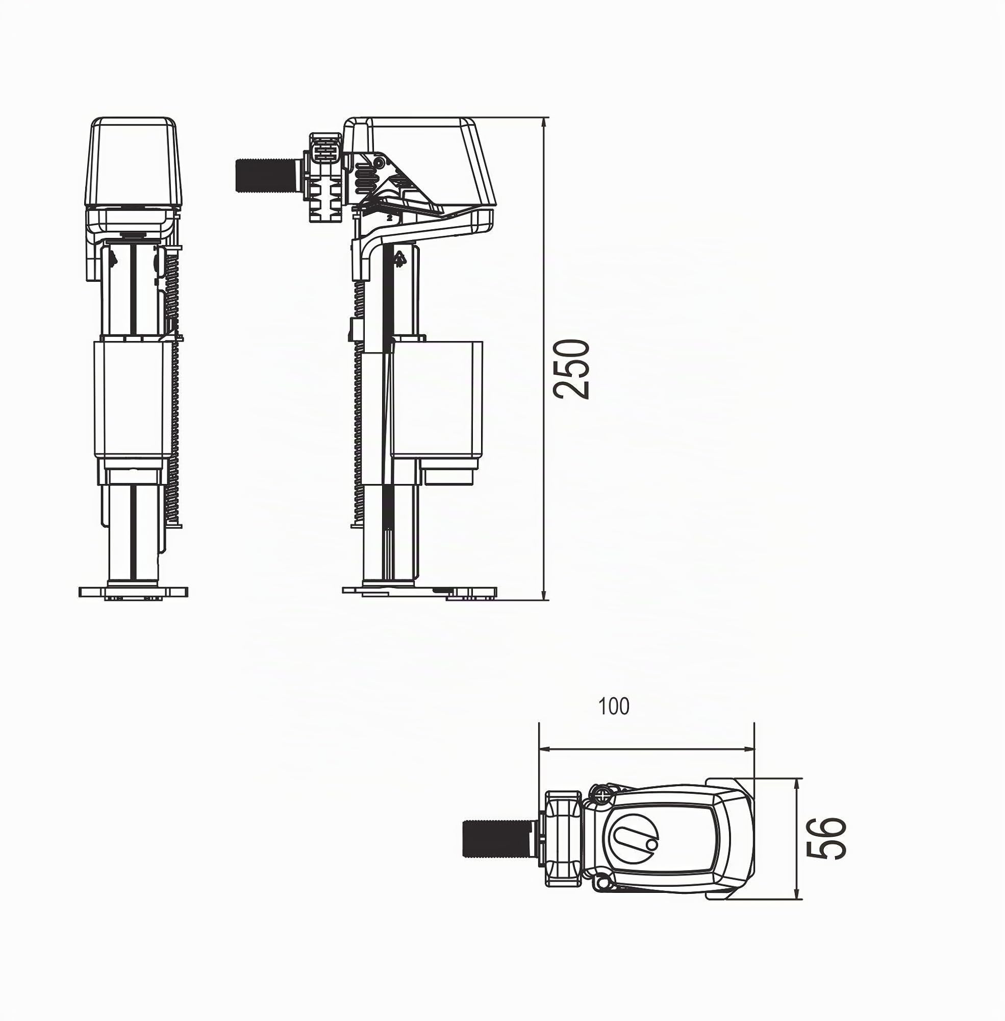robinet flotteur NF hydraulique à Remplissage Différé, Alimentation latérale, Blanc