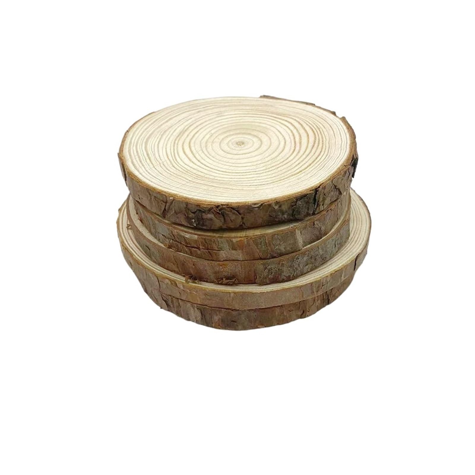 Unlackierte runde Holzscheiben, 2–10 Stück, 1 cm dick, Durchmesser 8–10 cm, runde unlackierte Holzscheiben, Kreise mit Baumrinde, Holzscheiben, DIY, Handwerk, Hochzeit (5 Stück, 8–10 cm)
