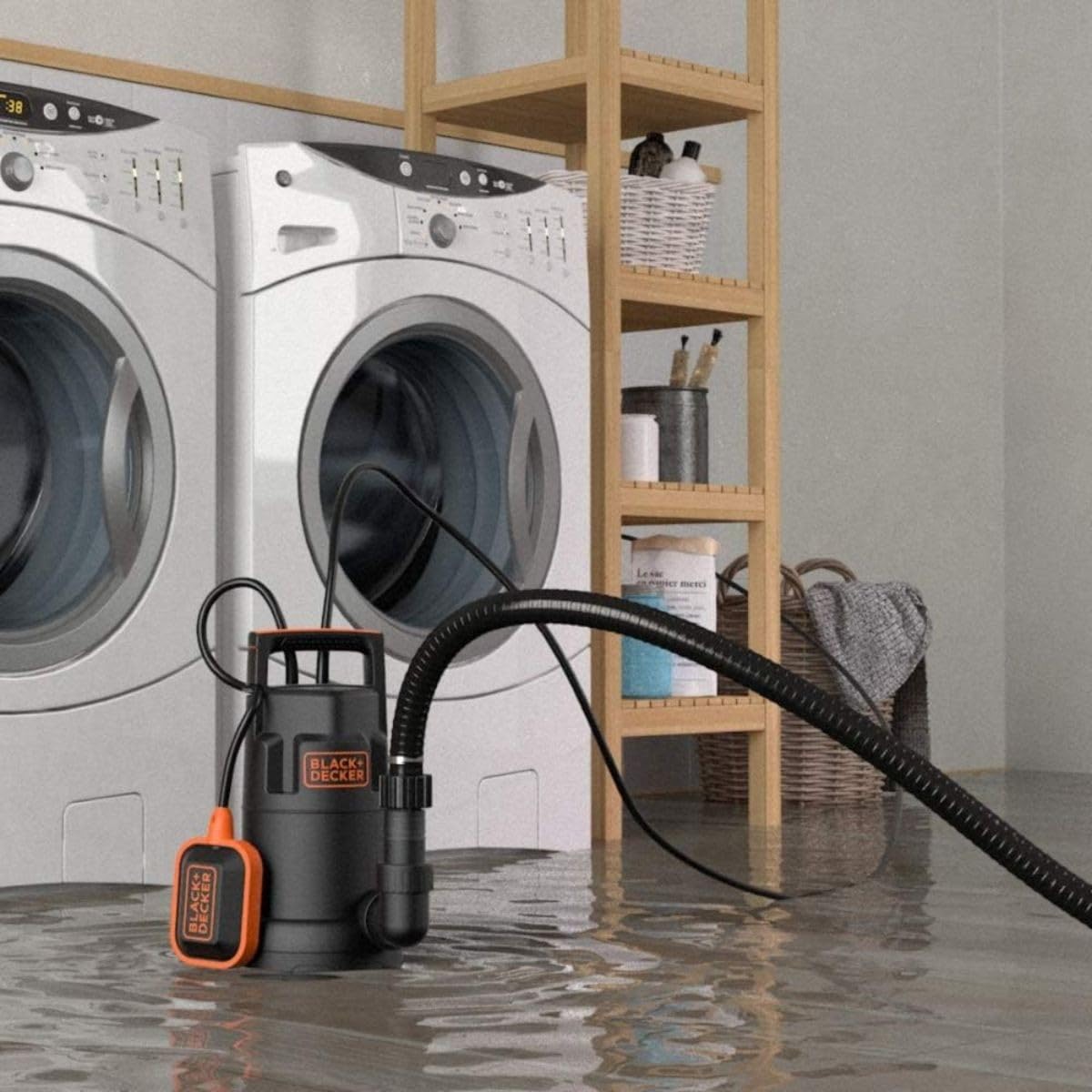 BLACK+DECKER BXUP750PTE pompa głębinowa do czystej i brudnej wody (750 W, maks. wydajność tłoczenia 13 000 l/h, maks. wysokość tłoczenia 8 m)