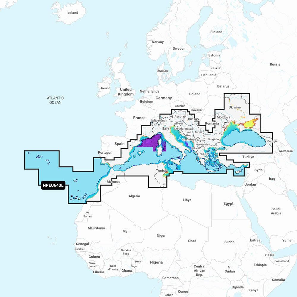 GARMIN Cartes Marines pour la Méditerranée et la mer Noire Navionics+™, Taille Unique