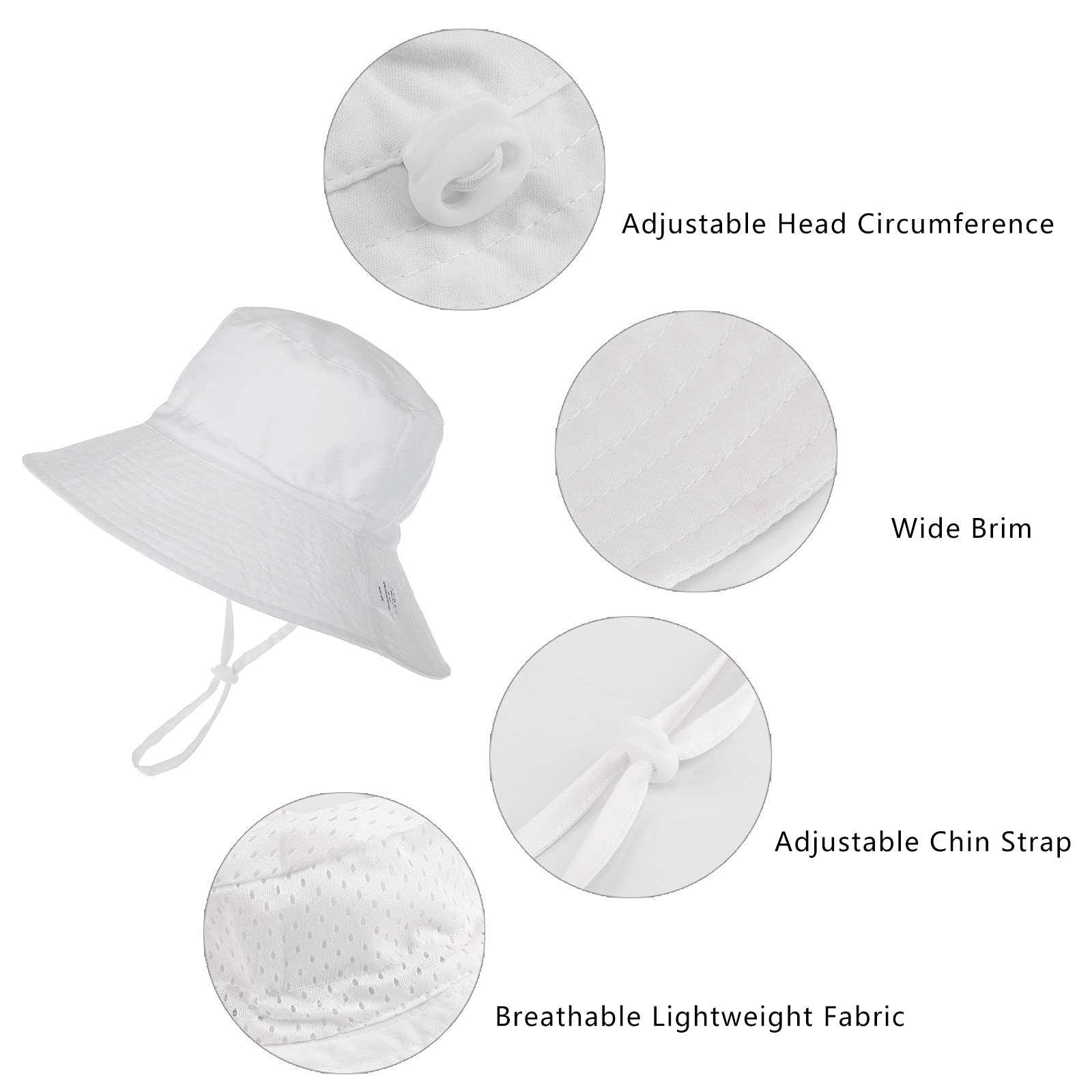 DRESHOW Baby Sun Hat Toddler Sun Protection Animal Cap Unisex Summer Bucket Hat with Chin Strap UPF 50+ — view 4