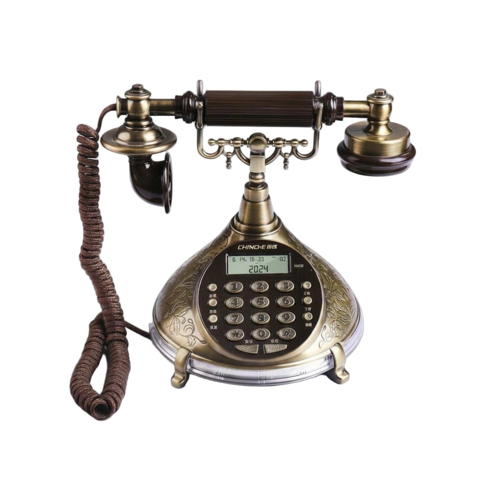 Decorative Corded Phone Telephone Bronze Finish Antique Corded Phone Phone Floral Detailing Vintage Telephone|Collectibles| Radio Phonograph TV Phone| Telephones| 1970-Now-image-18