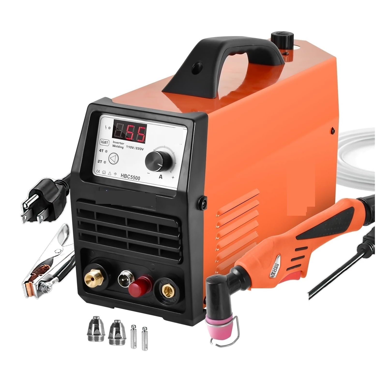 Plasma Cutter, Non-Touch 55Amp Plasma Cutter Cutting Machine HBC5500 16mm for Metal Carbon Steel Stainless for DIY & Home Workshops