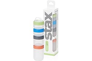 humangear STAX Stackable Food Storage Container - 4 Piece Leak-Proof System, FDA and BPA Free