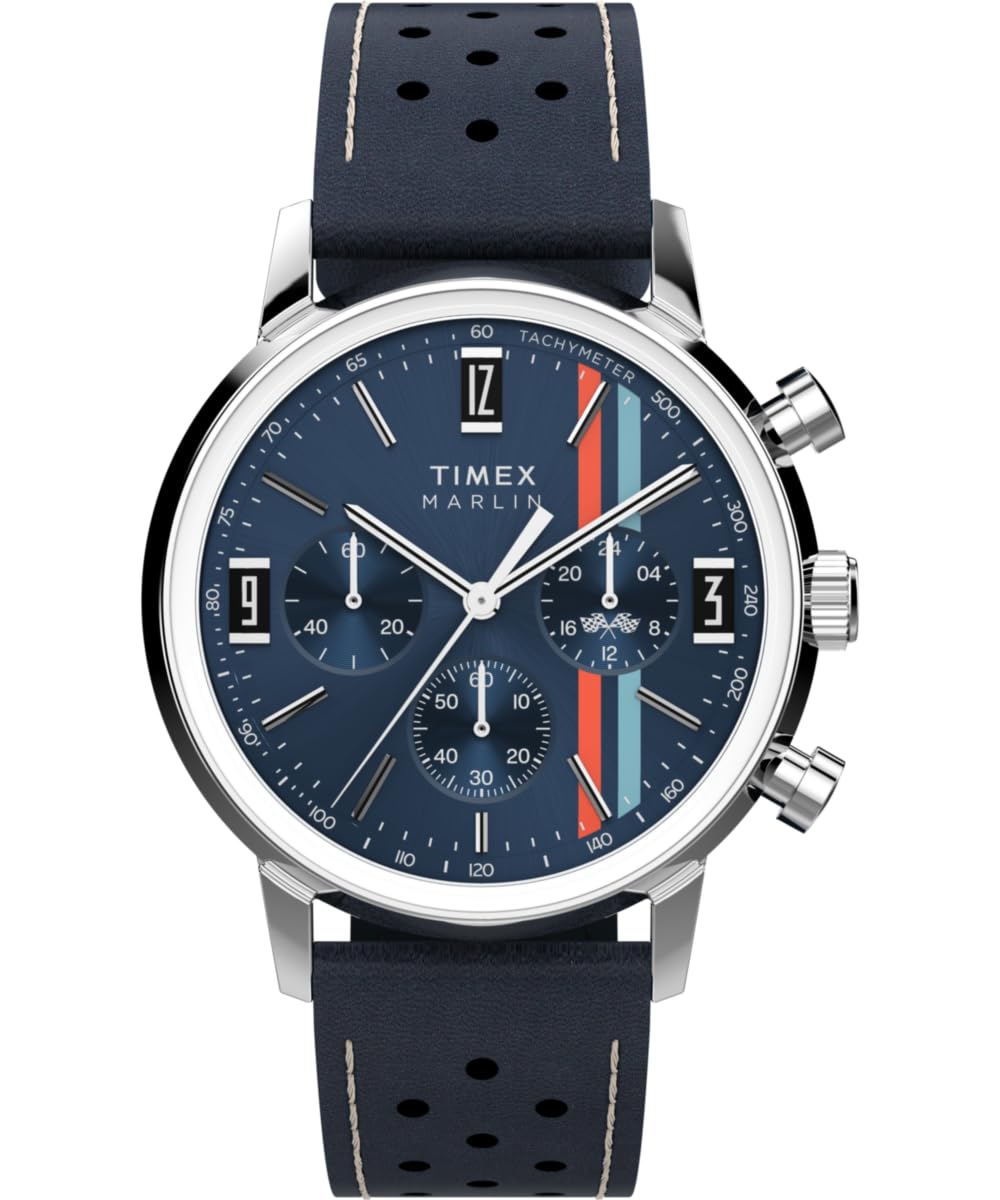 Timex Marlin Chronograph Tachymeter 40mm Leather Strap Watch TW2W99000
