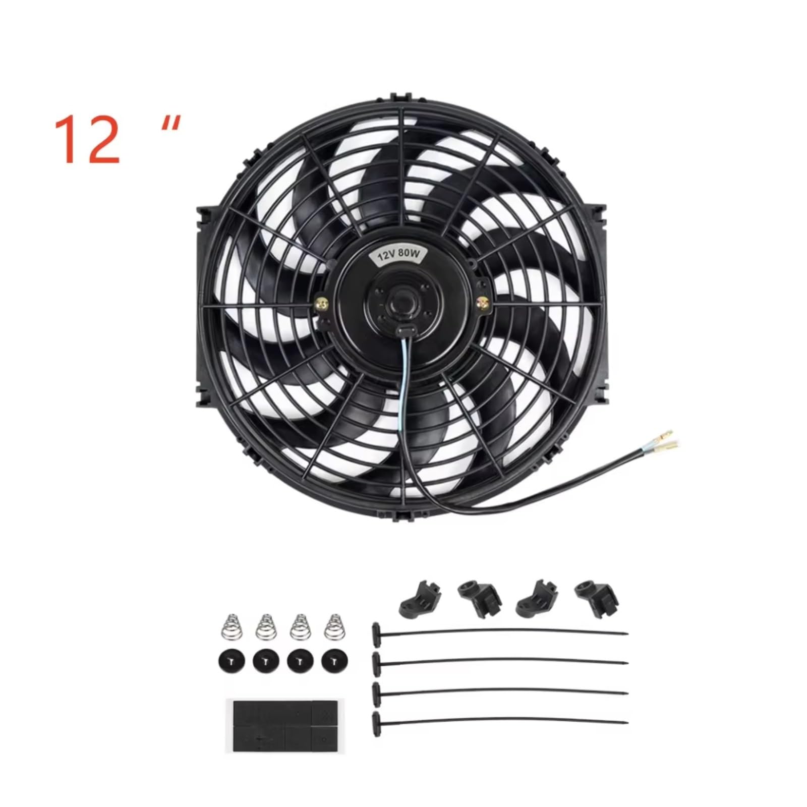 Kit Di Montaggio Universale Per Ventola Del Radiatore Di Raffreddamento Elettrico Universale Da 12 Pollici 12 V 80 W 2100 Giri/min Nero Elettrico Radiatore Per Auto