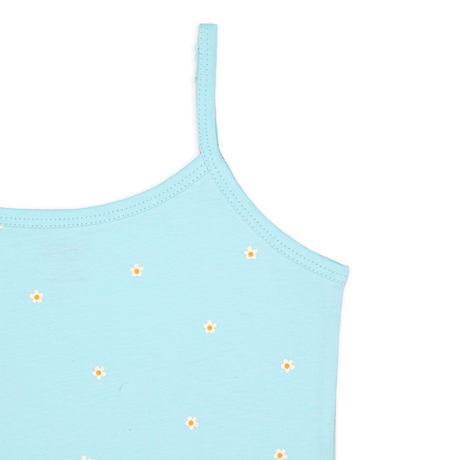 YouGotPlanB Inner Camisoles for Girls | Basic Colors | Regular Fit | 100% Cotton | Soft & Stretchy | Adjustable Straps | BlueFlowers-SBL | 3-4 Years 1