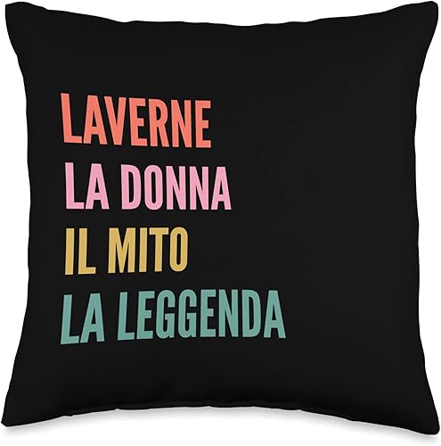 Disegni Di Nomi Italiani Divertenti Per Laverne Funny Italian First Name Design-Laverne Throw Pillow 16x16 Multicolor disponible en Yaxa Guatemala