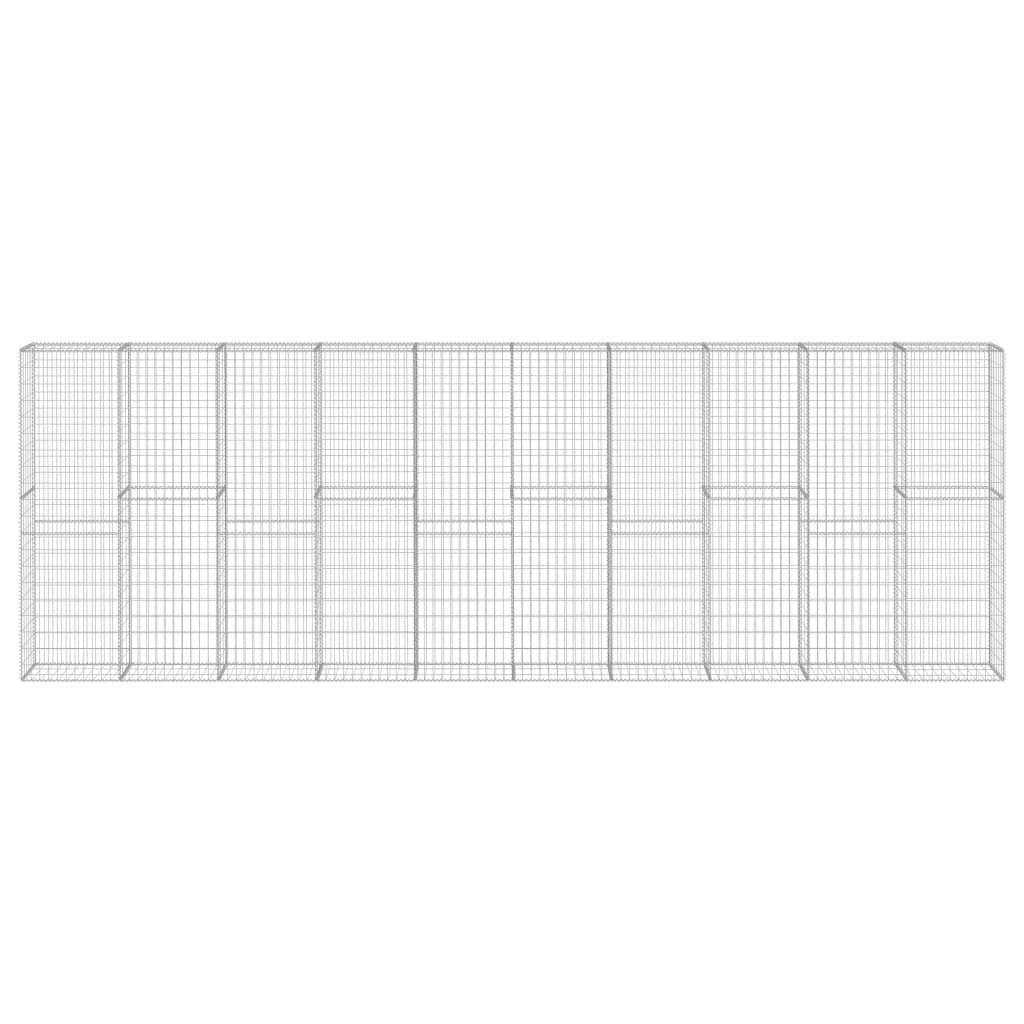 vidaXL Gabion Wall with Covers Outdoor Garden Patio Backyard Retaining Stone Basket Fence Panel Cage Barrier Galvanised Steel 600x30cm
