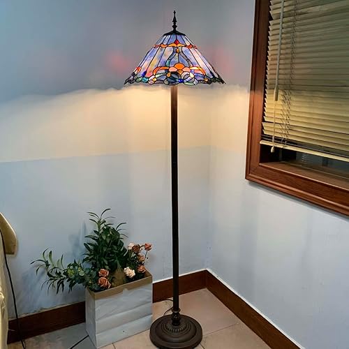 Miniatura 2 de Bieye L10687 Lámpara de pie barroca estilo Tiffany para sala de estar, decoración del hogar, 3 luces, 18 pulgadas de ancho x 63 pulgadas de alto