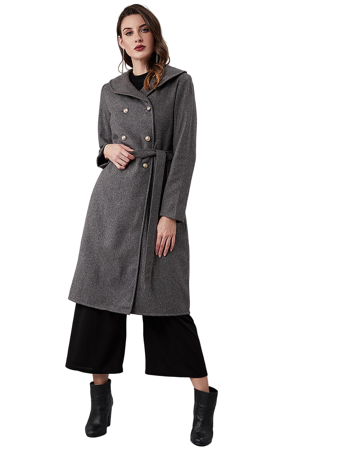 athena lifestyle Women and Girls Wool Regular Fit Solid Grey Casual Coat-picture-29