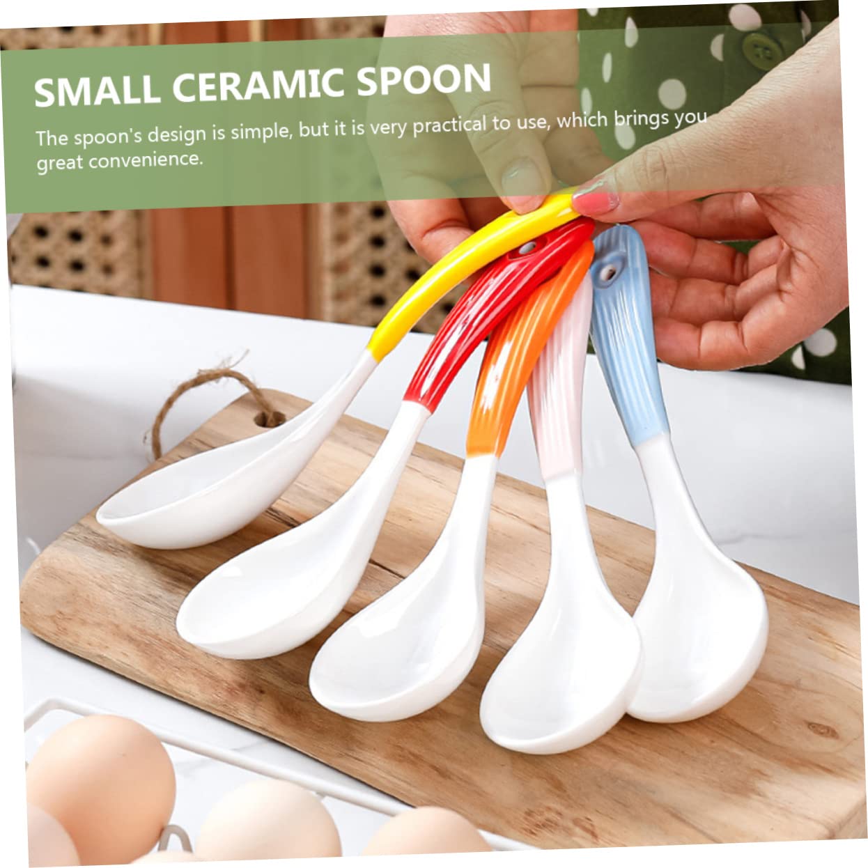 6 Cucharas Soperas de Cerámica Reutilizables, Mango Cómodo, Uso Múltiple, para Restaurantes y Catering, Vajilla de Cocina