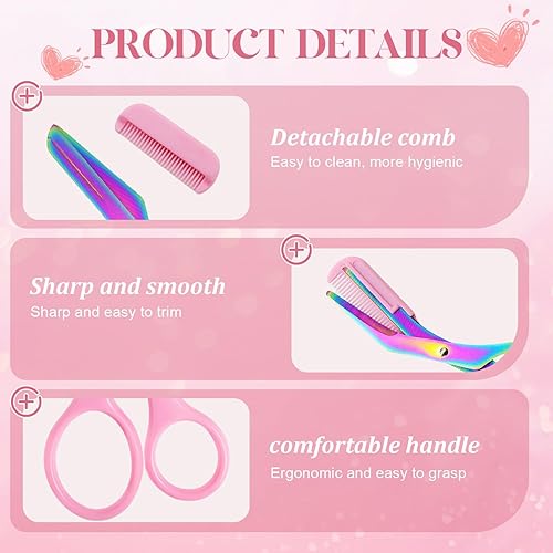 Miniatura 3 de Tijeras de corte de cejas, cortador de precisión de acero inoxidable, maquillaje de depilación, tijeras profesionales 2 en 1 con peine, herramienta
