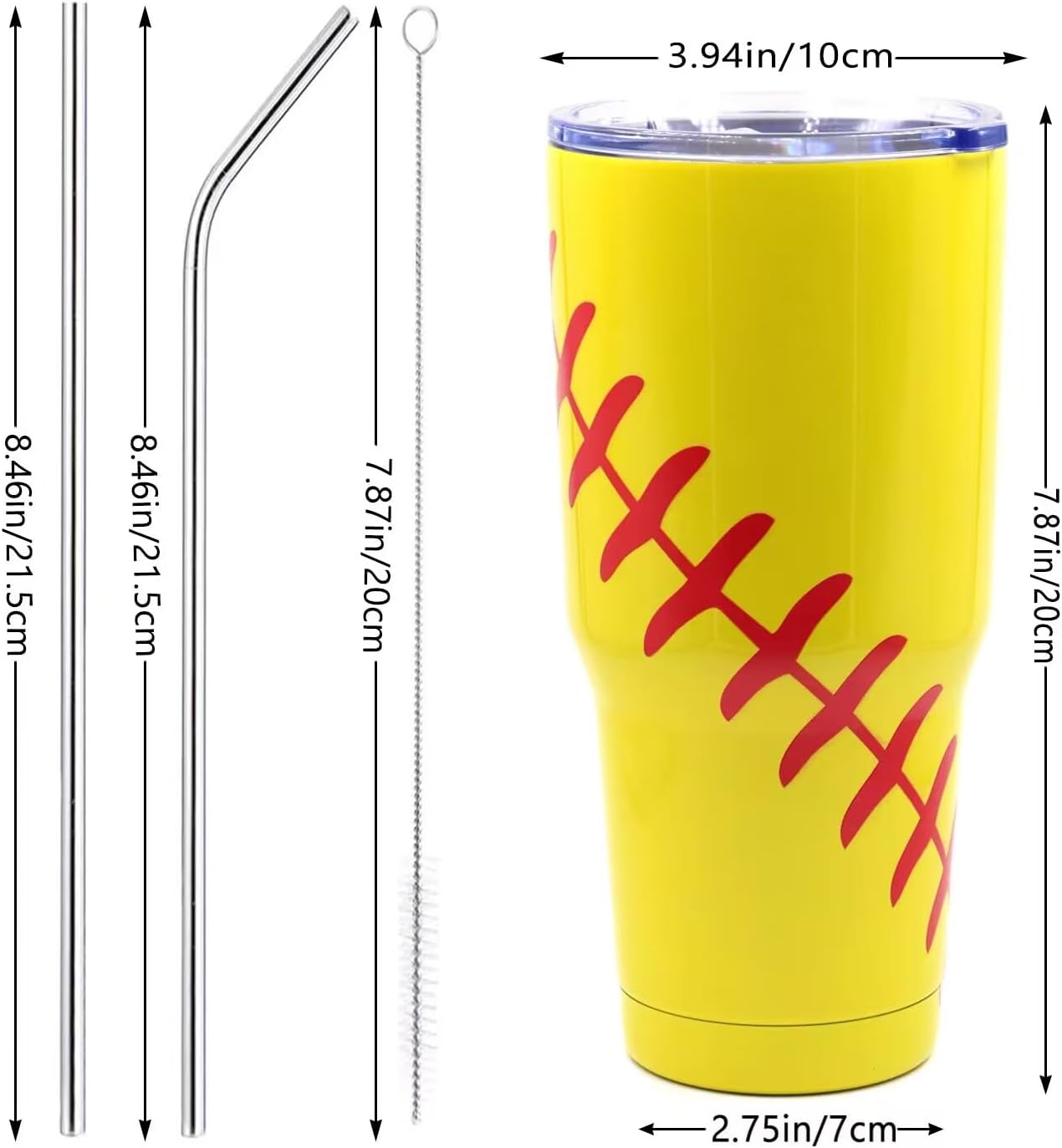 FMYWZS 30 oz Softball Tumbler, Double Wall Vacuum Insulated Stainless Steel Cup Travel Mug with Lid and Straw, Softball Accessories Stuff Gifts for Mom Men Boys Girls - Image 2