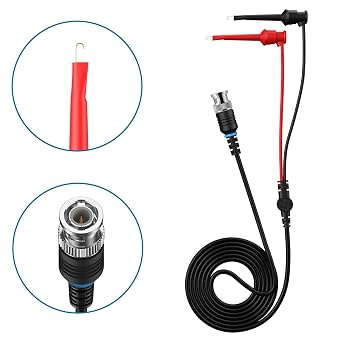 AUTOUTLET 2Pcs P6100 100MHz Universal Oscilloscope Probe,10:1 and 1:1 Switchable Oscilloscope Clip Probes with BNC to Minigrabber Test Lead Kit