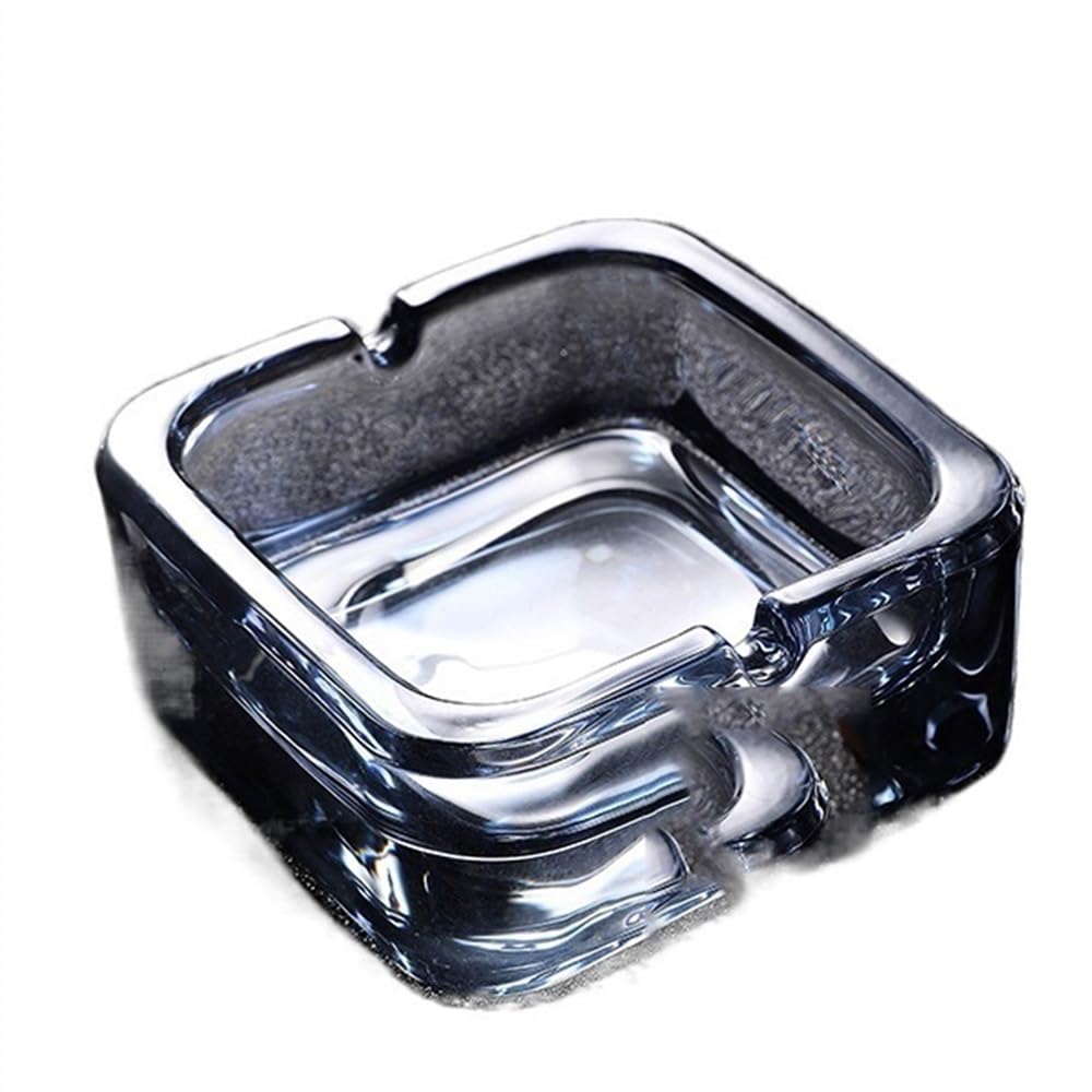 Smoking Accessories Bar Cafe Commercial Ashtray Glass Ashtray, Household Square Transparent Glass Ashtrays(Gray)