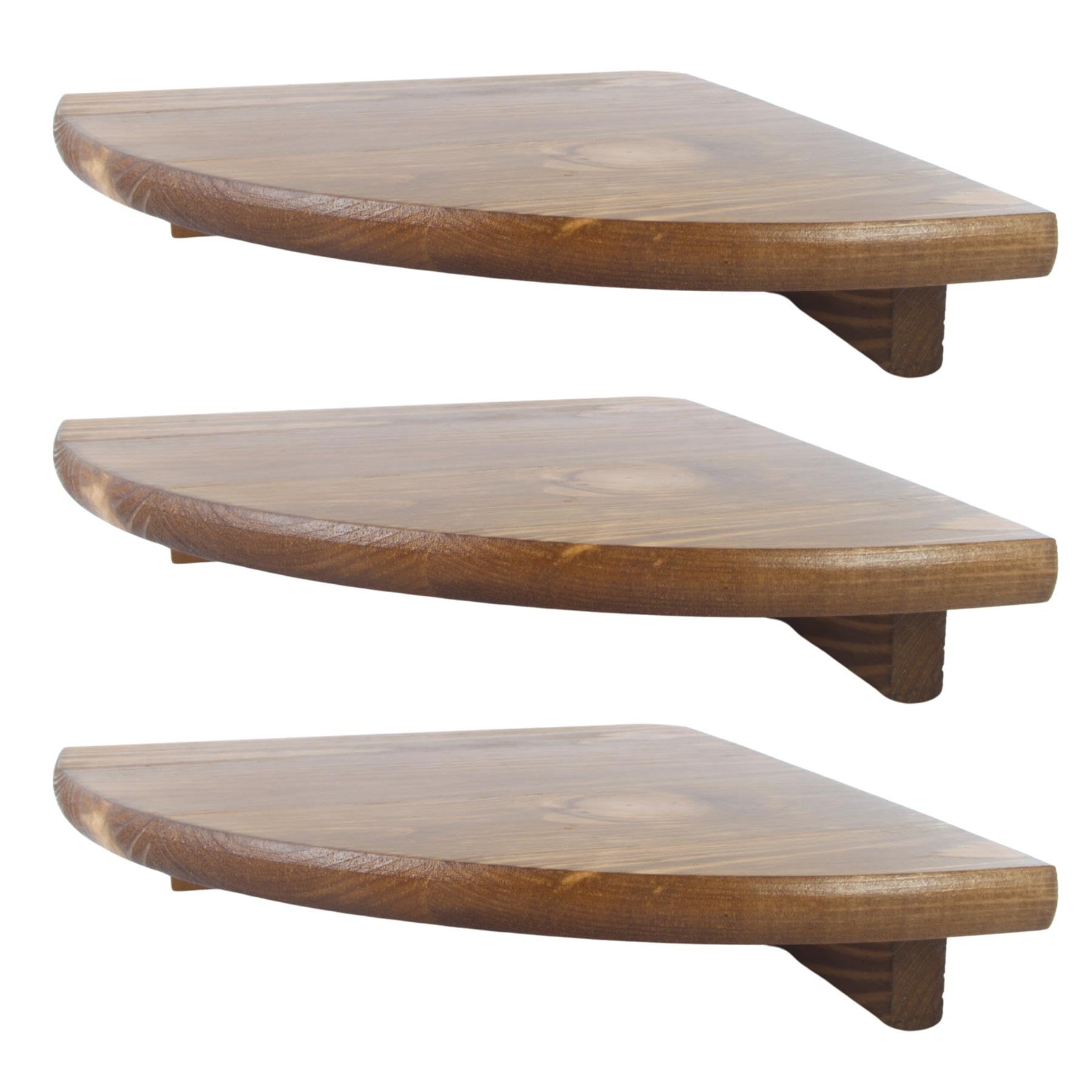 WooDeeDoo Hand Stained Wooden Corner Shelves 22 cm / 8.6" | 3 Pack | Light Oak | Natural Pine Floating Wall-Mounted Display Storage Shelf | Protected with Clear Varnish Matt