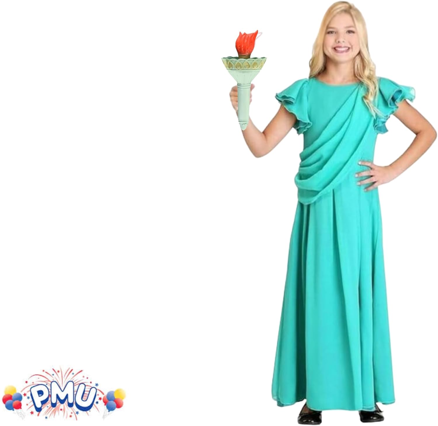 PMU 3 Pcs Statue of Liberty Torch with Red Flame, Adult Lady Liberty Costume for Women, Olympic Torch Prop, 4th of July Decorations, Patriotic Costume Accessory, Independence Day Party Decor