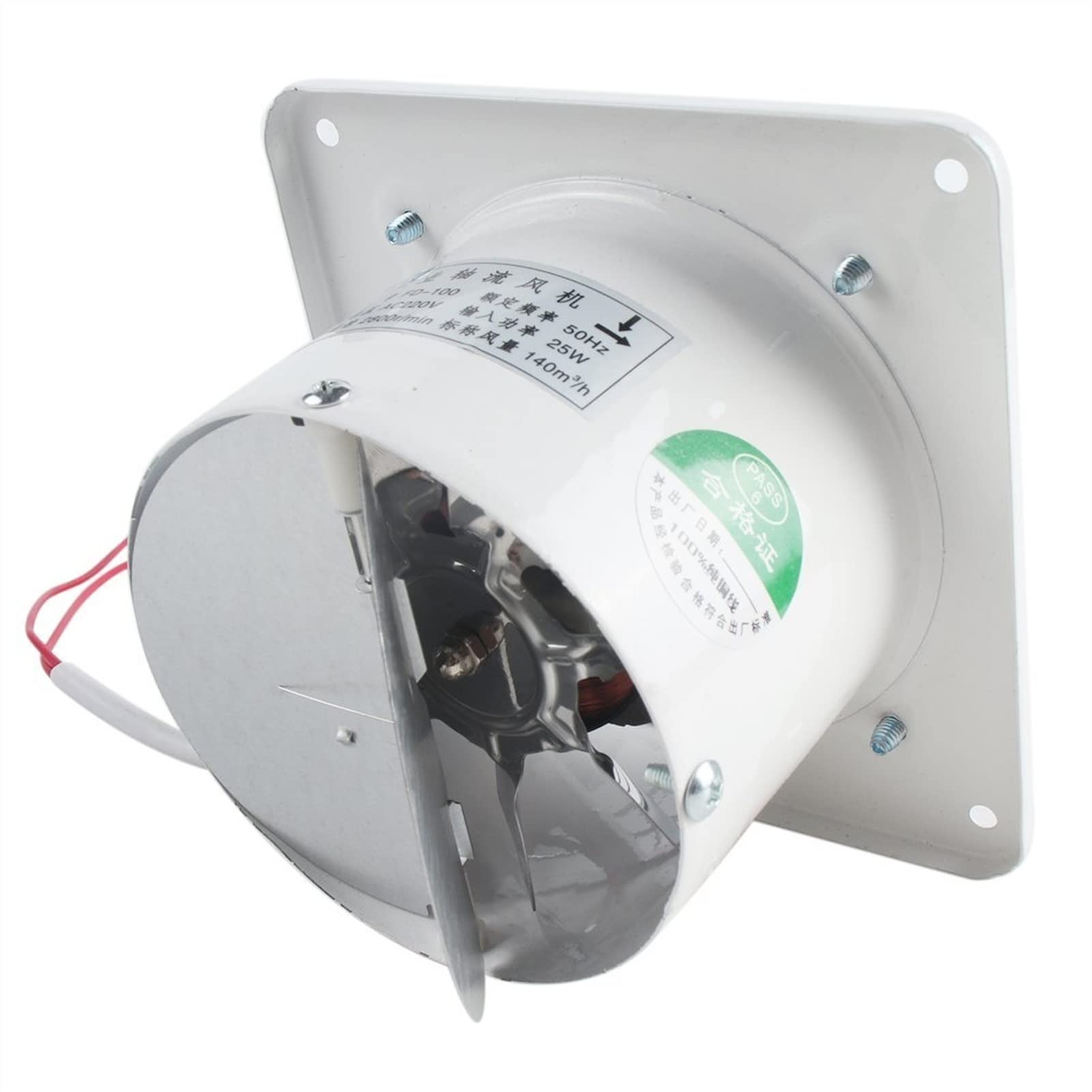 ventilateur d'extraction Extracteur de ventilation industriel en métal, ventilateur axial commercial avec grille et clapet anti-retour, faible bruit, fonctionnement stable, ventilation blanche