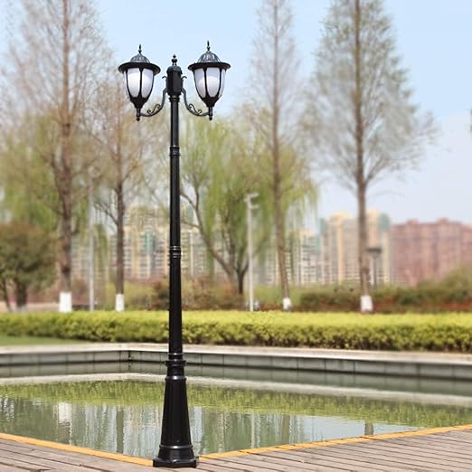 Generic GUOCC Creative 2-Lights IP55 Post Light Pillar Garden Outdoor Exterior Bollard Light Cast Aluminum Column Lamp Driveway Decking Courtyard E27 [Energy Class A++] Lights Fixture photo 2