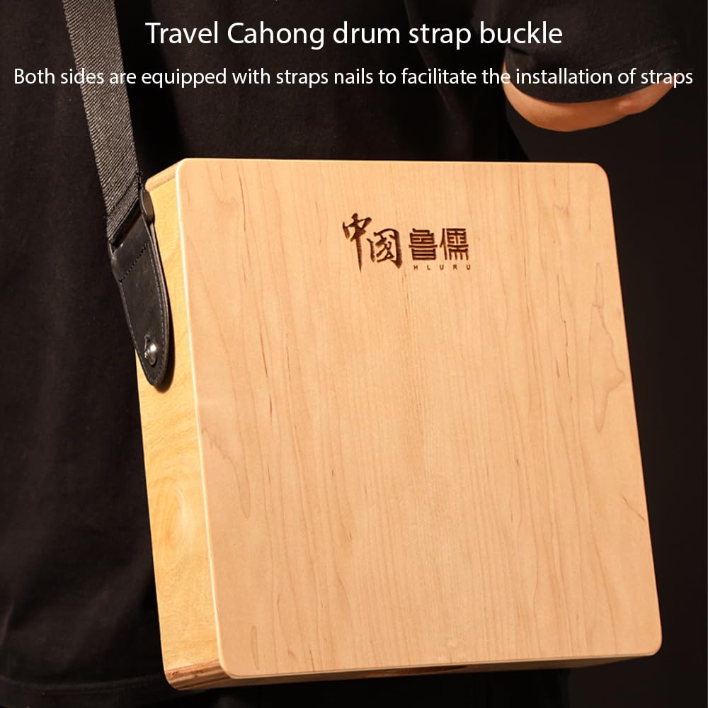 HUIOP Cajón Tambor de Madera 3 en 1 Instrumento de Percusión de Tambor de Mano Plano con Correa Ajustable Tambor de Caja portátil para Principiantes Viajes Fiesta Tambores de Mano