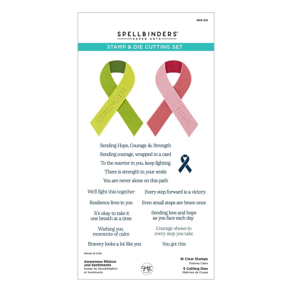 Awareness Ribbon & Sentiments Stamp Die Set by Sheri Ballantyne