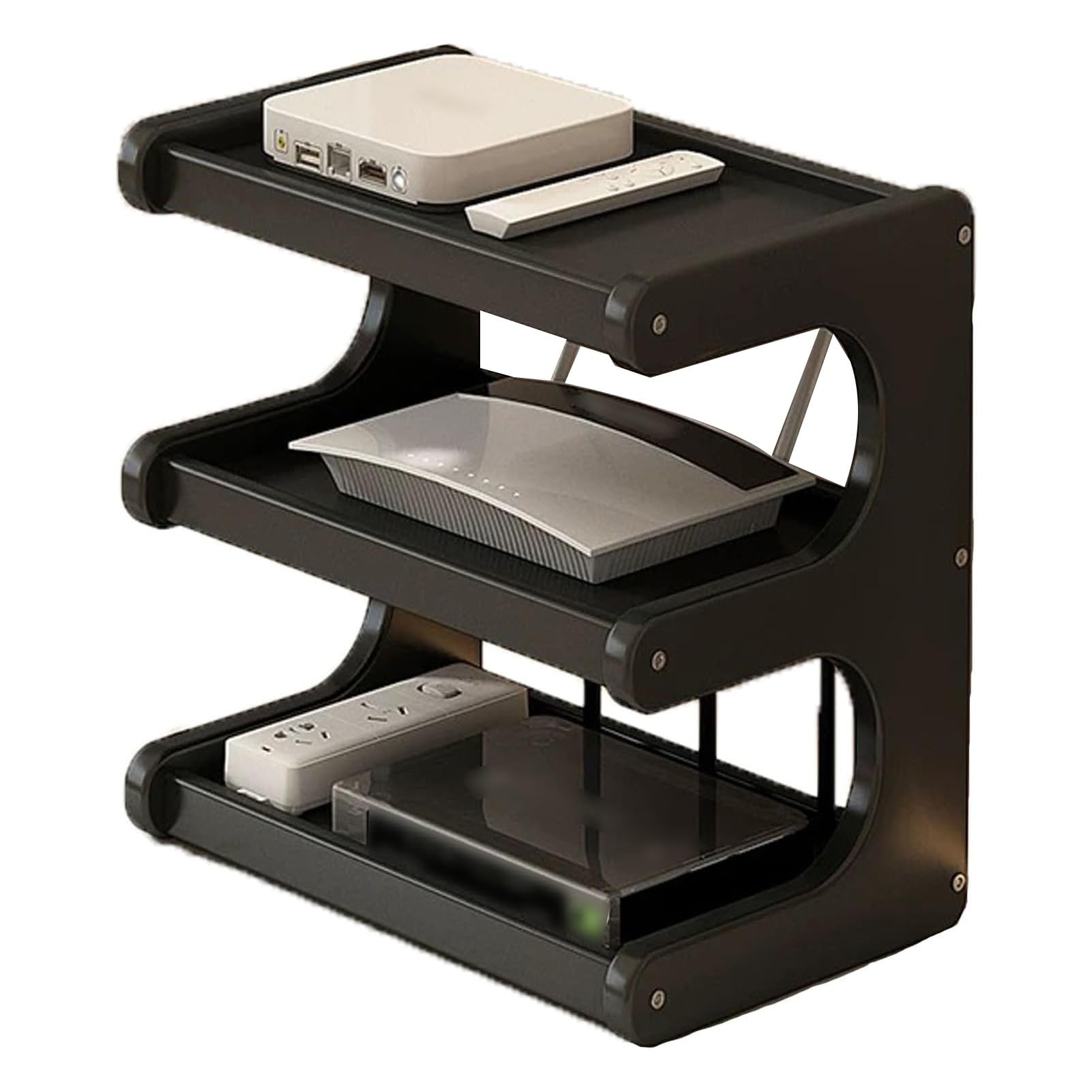 Armoire de rangement routeur WiFi avec organisateur de multiprise noir