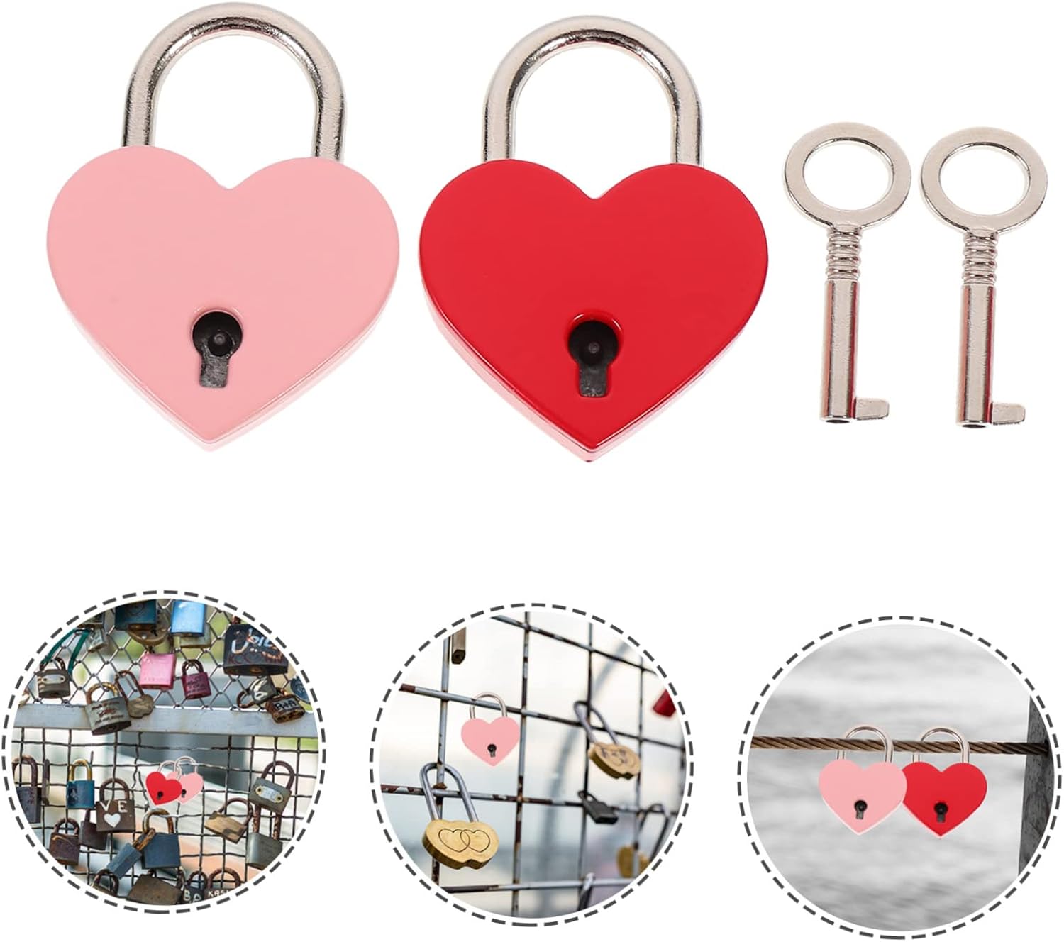 10 Pcs Heart Lock Color Padlock Wishing Love Lock Wishing Lock Heart-Shaped Lock Wishing Couple Lock Color Love Lock Handbag Lock Color Couple Lock Hanging Luggage Lock/2072