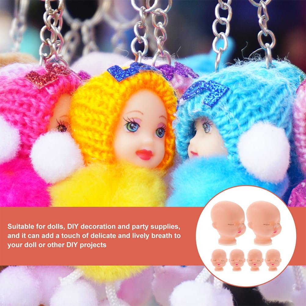 jojofuny 20Pcs Vinyl Doll Heads for Crafts Small 1.69In Keychain DIY Mini Doll Making Supplies for Hair Styling and Decorative Use