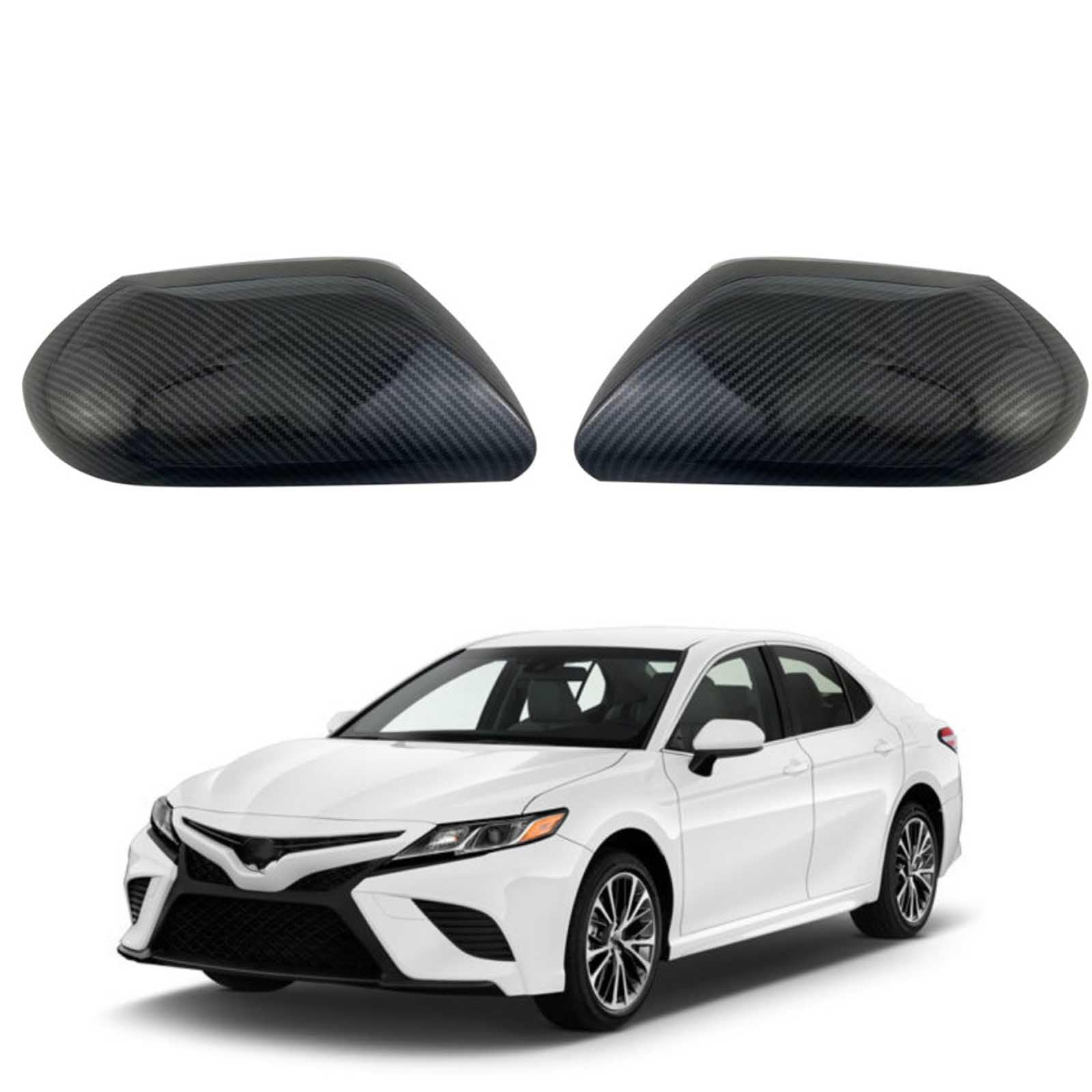 PAPEP Door Mirror Cover Caps for Toyota Camry 2018-2021, Left Right Side Wing Rearview Mirror Cover Lid 2 Pieces Exterior Styling Accessory,Carbon fiber texture
