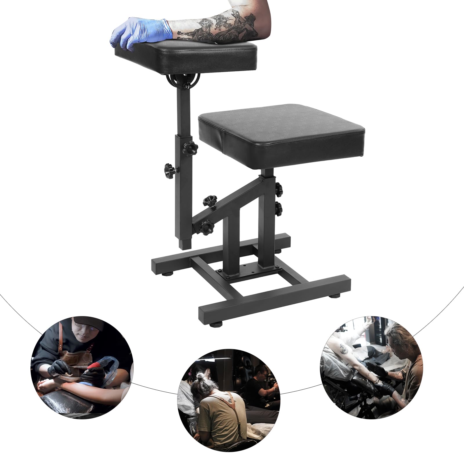 Silla de peluquería regulable con reposabrazos, ángulo ajustable 180°