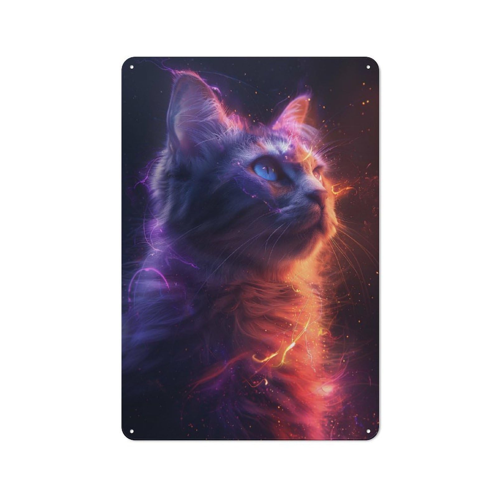 Junmoney Colorful Neon Cat Rustic Tin Wall Plaque 30X20cm For Kitchen Or Home Bar, A Winter Wall Decor Update For Kitchen Decor Lovers