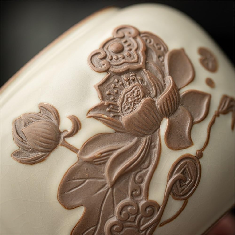 Pojemnik na herbatę Ru Kiln ceramiczny pojemnik na herbatę z uszczelnioną pokrywką i pomponem chiński vintage kawa herbata orzech pojemnik na herbatę (niebieski)