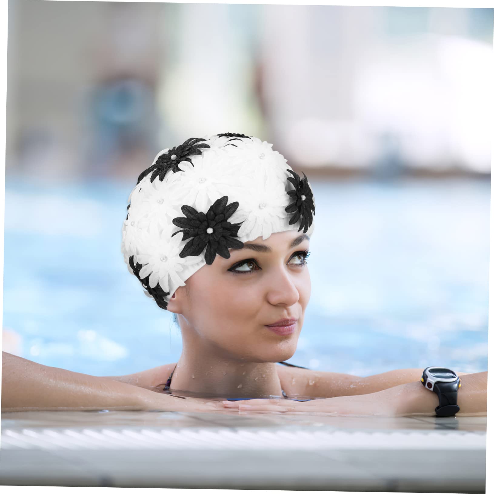 GALPADA Gorro de baño con Flor de Gorra de natación Floral Adulto balones Futbol Gorro de Ducha Gorros de baño Gorras de natación Las Flores Son de Nailon