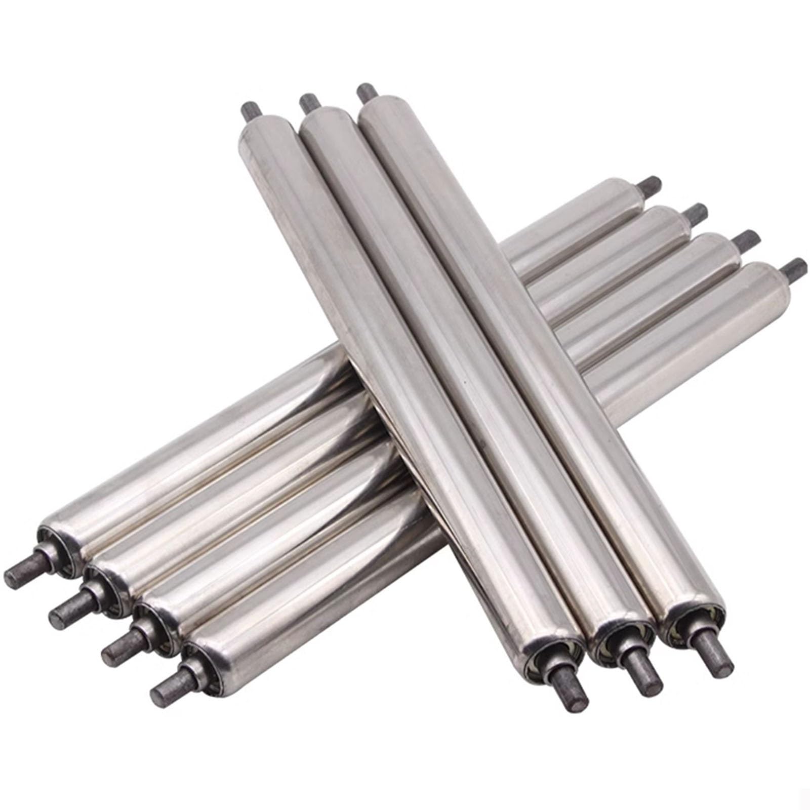 Robuste Edelstahl-Förderrollen, 3,5 - 6,1 cm Durchmesser, 69,5 cm Länge, ideal für Lager, Materialtransport und Transportrollen, 7 Stück