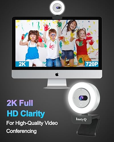 Miniatura 2 de Sensor Sony Cámara web 2K con luz, cámara web USB para PC, cámara web con enfoque automático, cubierta de privacidad incorporada, micrófono estéreo,