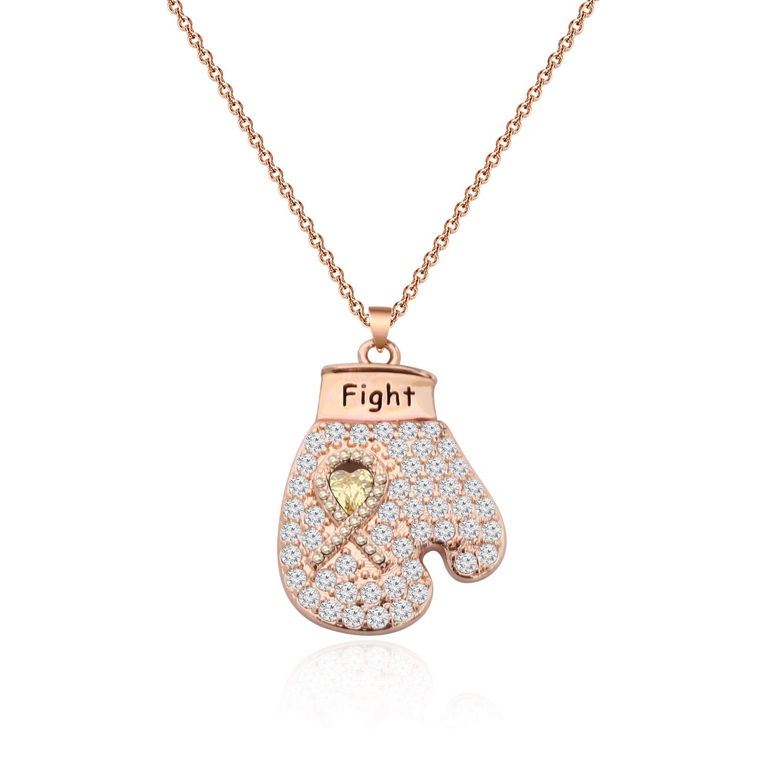 CHOORO Yellow Awareness Ribbon Charm Boxing Glove Necklace Cancer Awareness Jewelry Gift for Endometriosis/Bladder Cancer/Suicide Prevention/Bone