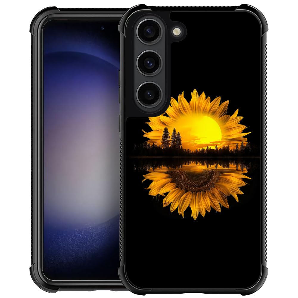 CARLOCA Compatible with Samsung Galaxy S23 Case,Sunflower Forest Guitar Pattern Ultra Protection Shockproof Soft Silicone TPU Non-Slip Back for