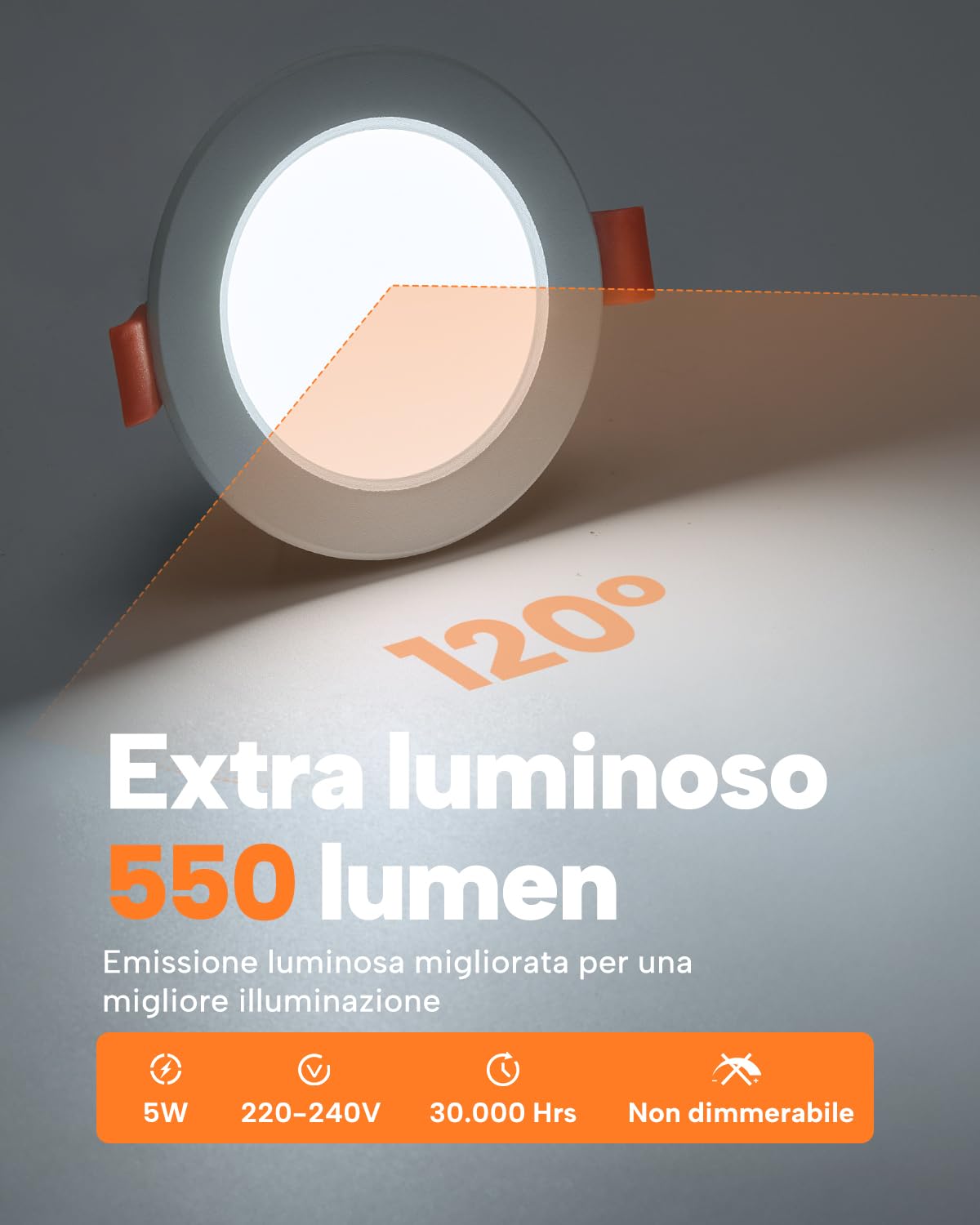 Tomosu 5 Temperature di Colore Faretti Led Soffitto Incasso 68mm, 5W,IP44 | Set di 20, Foro 68-80mm, Luce Calda, Naturale e Fredda da 2800K a 6000K, 5W 550LM IP44 Faretti LED Soffitto per Bagno