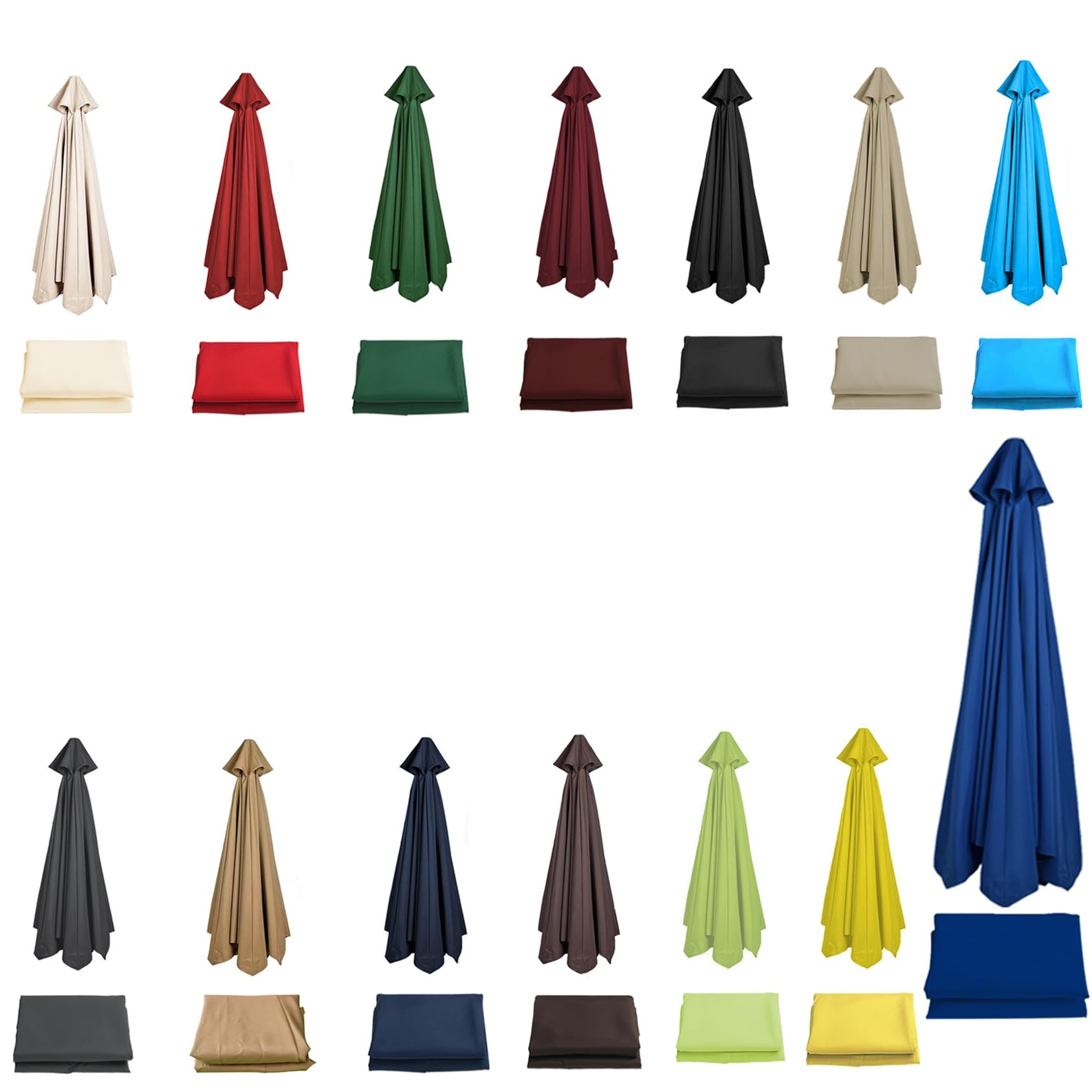 Sun Umbrella Replacement Cloth Parasol Umbrella Replacement Canopy Cover 6 Arms 8 Arms Replacement Parasol Fabric Canopy For Standard & Cantilever Parasols 200cm/270cm/300cm(Color:Blue,Size:3.0 m-8 Ar