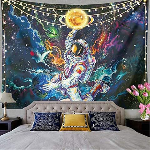 Trippy Astronaut Tapestry Blacklight Space Tapestry Posters For College Dorm,Cool Spaceman On Fantasy Universe Planets Galaxy Sky Tapestry Mens Guys Poster Tapestries For Bedroom Cool Room Decor. Cover